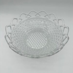 Vintage Imperial Glass Ohio Crochet Crystal Lace Edge Fruit Bowl